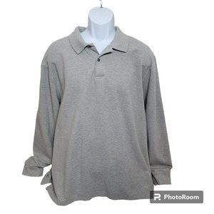 L.L. Bean Polo Shirt, Men XL Reg, Gray Long Sleeve, Collered, Cotton, EUC